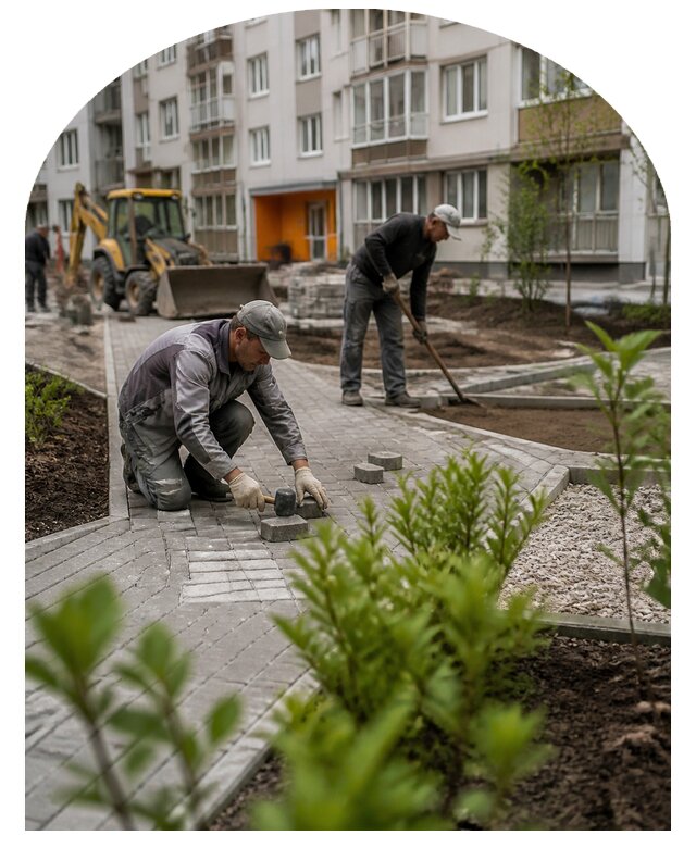 Благоустройство двора многоквартирного дома в Тюмени